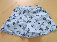 GU 水色 蝶柄 フレアスカート 120㎝