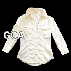 GOA 襟ワイヤー リネン ロールアップシャツ 冷房 紫外線対策 レア FREE