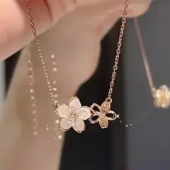 桜モチーフ ネックレス シルバー