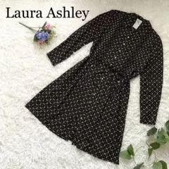 希少品♪ローラアシュレイ/花柄ロングワンピース☆長袖 黒
