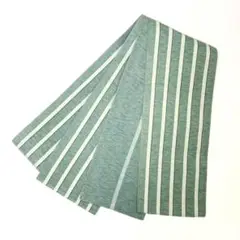 NO-125 半幅帯 紬 横縞 緑