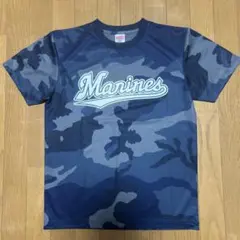 ☆千葉ロッテマリーンズ カモフラTシャツ 迷彩柄 半袖 紺☆