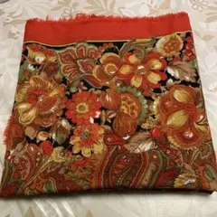 【美品】花柄ストール フリンジ付き
