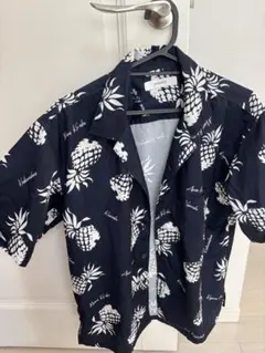 ネイビー パイナップル柄 アロハシャツ