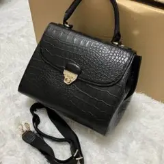 美品 2wayショルダーバッグ レザー ハンドバッグ クロコ型押し