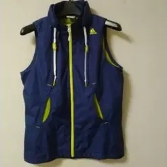 adidas フード付きベスト ネイビー/ライム