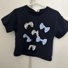 リボンデザイン 黒 Tシャツ