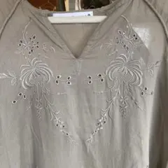 リネン刺繍ロングワンピース