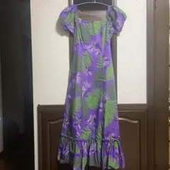 【美品 フラダンス衣装】オレンジ MAKAMAKA マカマカ ハイビスカス フラダンス ケイキ シャンタン セットアップ ハイビスカス