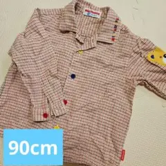 MIKI HOUSE　チェック柄シャツ　90cm 　くま　刺繍