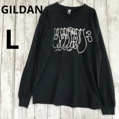 【GILDAN】ギルダン　長袖Tシャツ グラフィックビックプリント　黒L ロンT