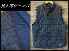 XL 美品 桃太郎ジーンズ 8oz シャンブレー 切替 カウボーイ 中綿 ベスト