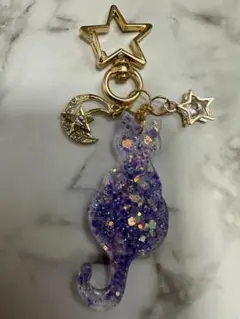 ★パープルさん★ 猫　レジン　ハンドメイド　ねこ　ネコ