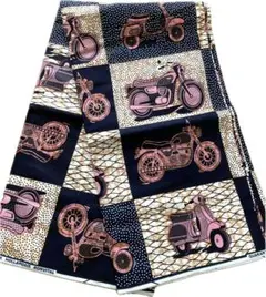 アフリカ布ラスト1ヤード　バイクピンク　アフリカンファブリックアフリカンプリント