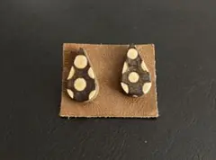 ドロップ型　ピアス　焼き物　陶器製ピアス オリジナル　水玉模様　ハンドメイド