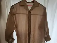 美品EMODA ブラウン シースルー長袖シャツ