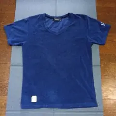 DOWBL タオル地　ネイビー Vネック Tシャツ 46