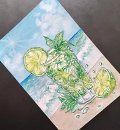 水彩画 モヒート はがき大