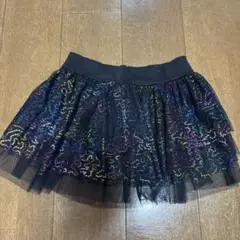 ハロウィン　仮装　ラメ入りチュールスカート 黒64-70cm