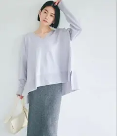 coca 新品 Vネック 長袖ニット ライトブルー スポンディッシュ