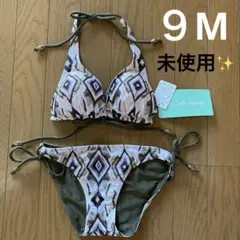 新品美品　タグ付き　カーキダイヤモンドパターンビキニ