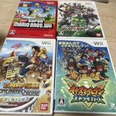 Wiiソフト4本セット 任天堂マリオ イナズマイレブン ワンピース　仮面ライダー