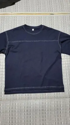 GU スティッチデザイン半袖シャツ ネイビー