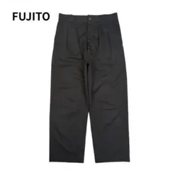 FUJITO 2タック チノパン パンツ コットン ブラック 32