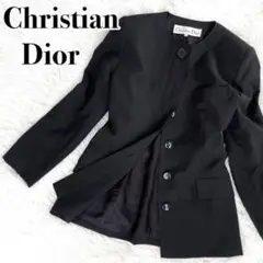 ◎高級◎『Christian Dior』ノーカラー ジャケット ウール ブラック