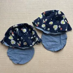 キッズ用 花柄 バケットハット 2個セット リバーシブル