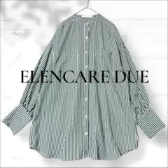 ELENCARE DUE ノーカラー 長袖シャツ F ストライプ オーバーサイズ