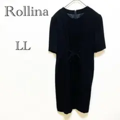 ロリーナ Rollina 半袖ワンピース 【LL】 フォーマル ウエストリボン