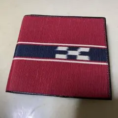 【本革】八重山ミンサー柄/二つ折り財布/赤