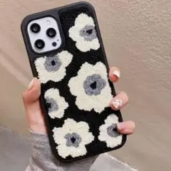 iPhone11 花柄 もこもこ パイル地 可愛い おしゃれ 北欧