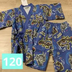 新品　ポケモン　甚平　120　ブラックレックウザ　キッズ　ブルー
