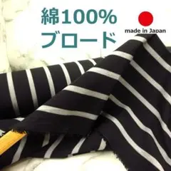 ◆人気のブロード◆３ｍ◆春夏◆綿ストライプ◆黒×ライトグレー◆runpo◆Ｃ