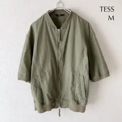 【 TESS 】 半袖 リネン ブルゾン 2WAYジップ M