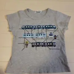familiar 電車刺繍 Tシャツ グレー