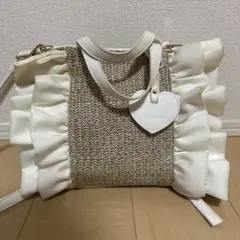 DIANA フリルかごバッグ　白　（袋付き）