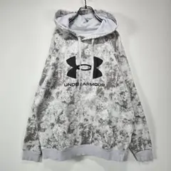 UNDER ARMOUR　総柄　フーディー　パーカー　L　ビッグロゴ　古着コーデ