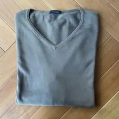 【美品】Cruciani コットンニットVネック ブラウン サイズ50 L相当