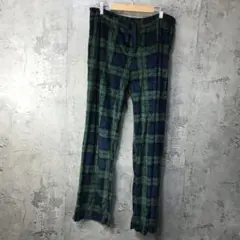 Y5353古着　チェックパンツ　パジャマパンツ　紺　緑　黒　キッズ