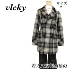 VICKY ビッキー ☆モノトーンチェック チェスター ダブルコート サイズ2