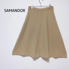 サマンドール】フレアスカート L ベージュ ニット素材 ウエストゴム 夏用