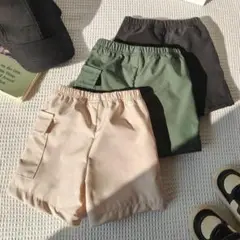 【新品未使用】キッズ ベビー 半ズボン ハーフパンツ カーゴパンツ 3色 80