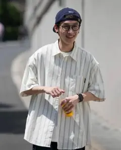 WGONG RELAX STRIPE SHORT SLEEVE SHIRTS