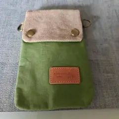 キャンバス スマホショルダーバッグ 緑