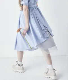 バックラッフルストライプシャツワンピース フィント Fint