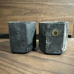 埼玉県製 鋳鉄製 六角形 ペン立て 花立て ペア 重量約646g 和モダン蓋付き