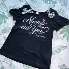 【メゾピアノ】 Tシャツ 140 女の子 黒 ブラック リボン 匿名配送